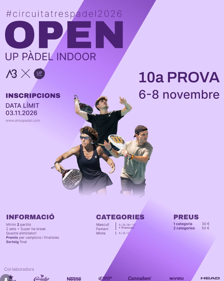 Cartel: 10a PROVA · OPEN UP PÀDEL INDOOR 🎾