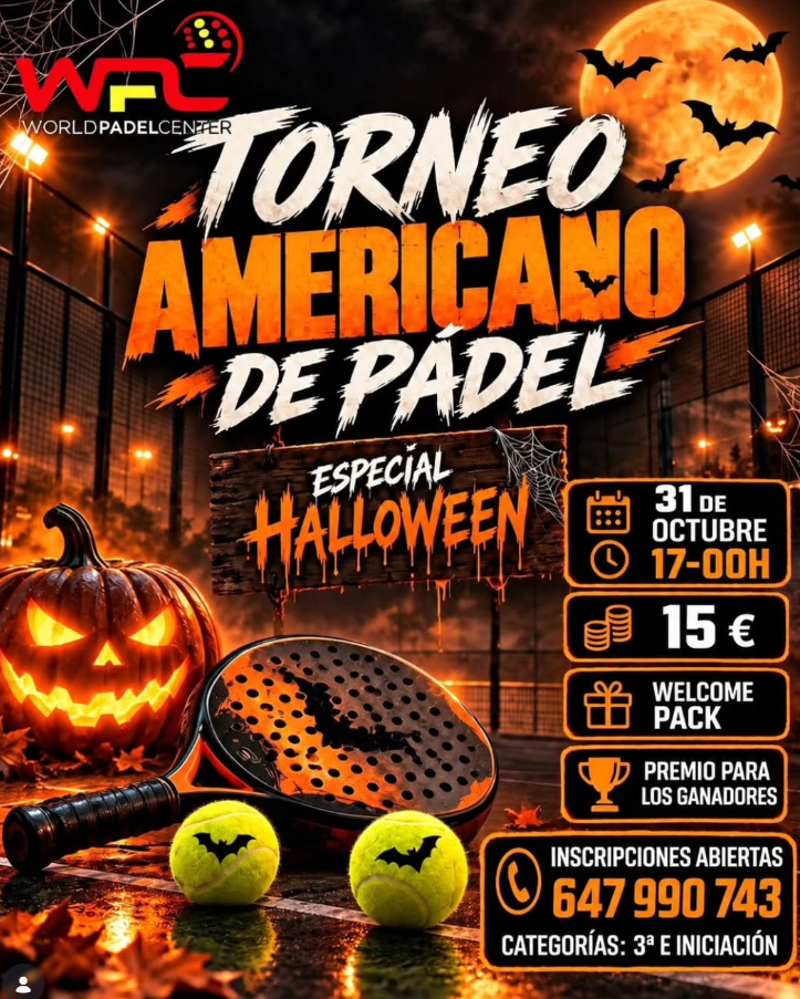 Cartel: ¡TORNEO AMERICANO DE PÁDEL – ESPECIAL HALLOWEEN!