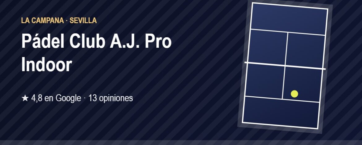 Tarjeta de Pádel Club A.J. Pro Indoor, club de pádel en La Campana, Sevilla