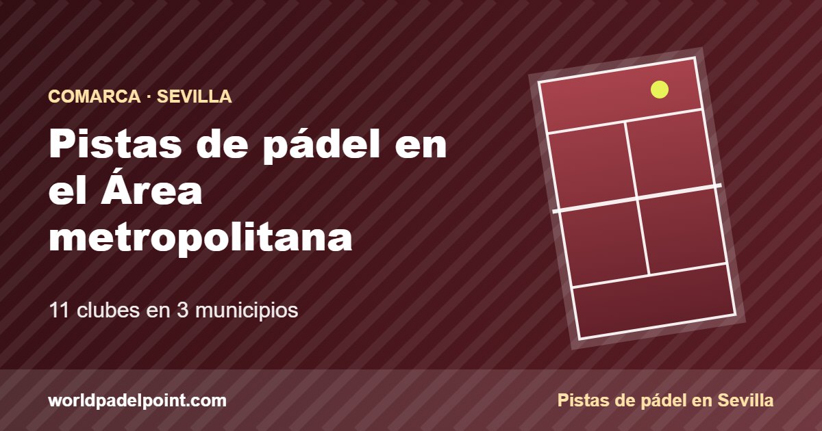 Tarjeta de las pistas de pádel de el área metropolitana de Sevilla: 12 clubes en 3 municipios