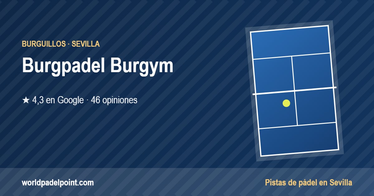 Tarjeta de Burgpadel Burgym, club de pádel en Burguillos, Sevilla