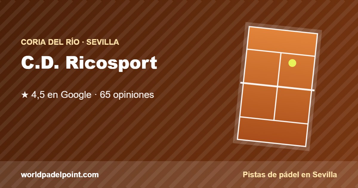 Tarjeta de C.D. Ricosport, club de pádel en Coria del Río, Sevilla