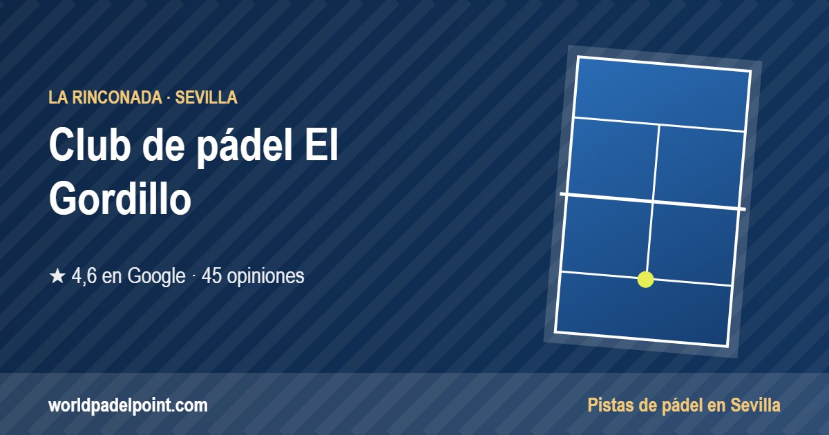 Tarjeta de Club de pádel El Gordillo, club de pádel en La Rinconada, Sevilla