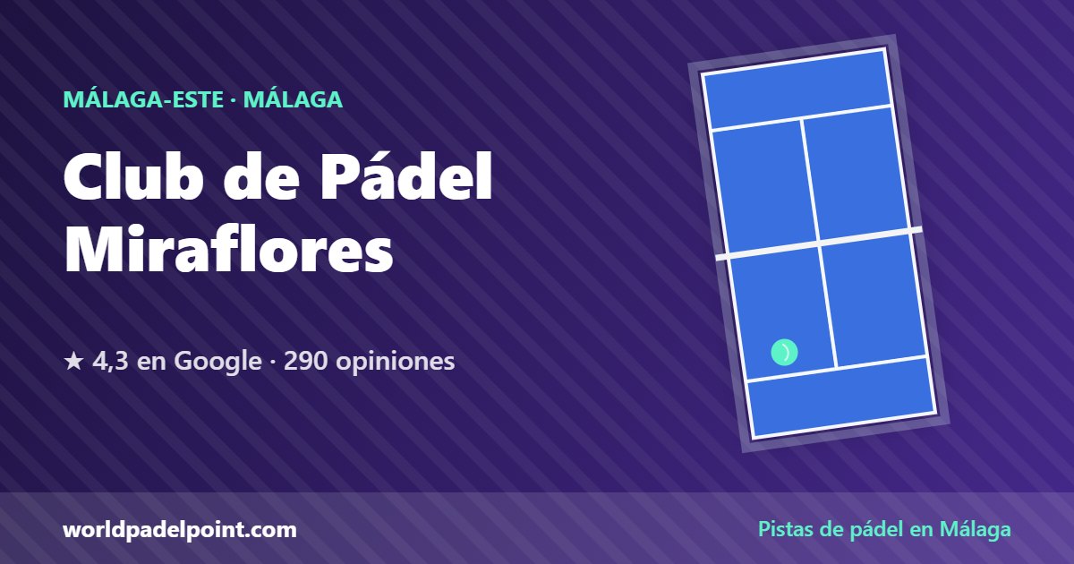 Club de Pádel Miraflores, pistas de pádel en Málaga-Este, Málaga