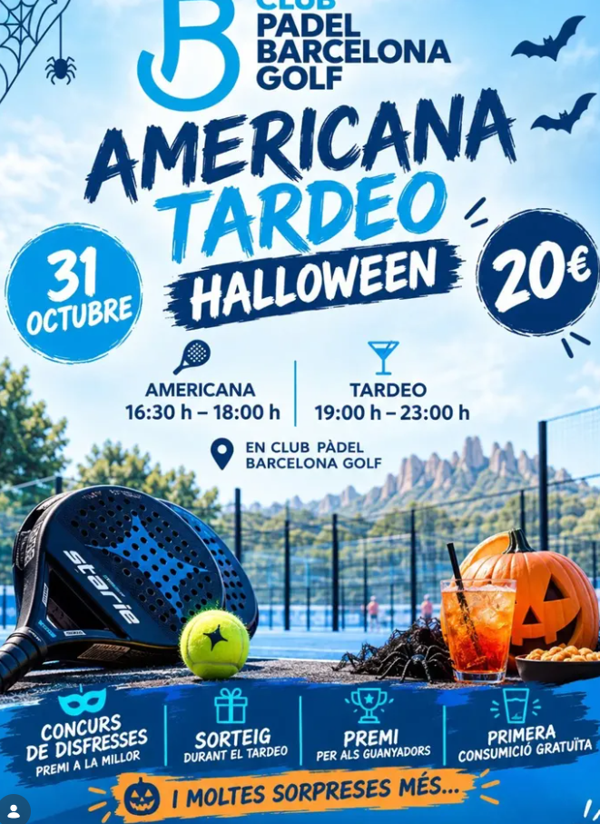 Cartel: 🎃🎾 ¡AMERICANA HALLOWEEN + TARDEO! 🎾🍹