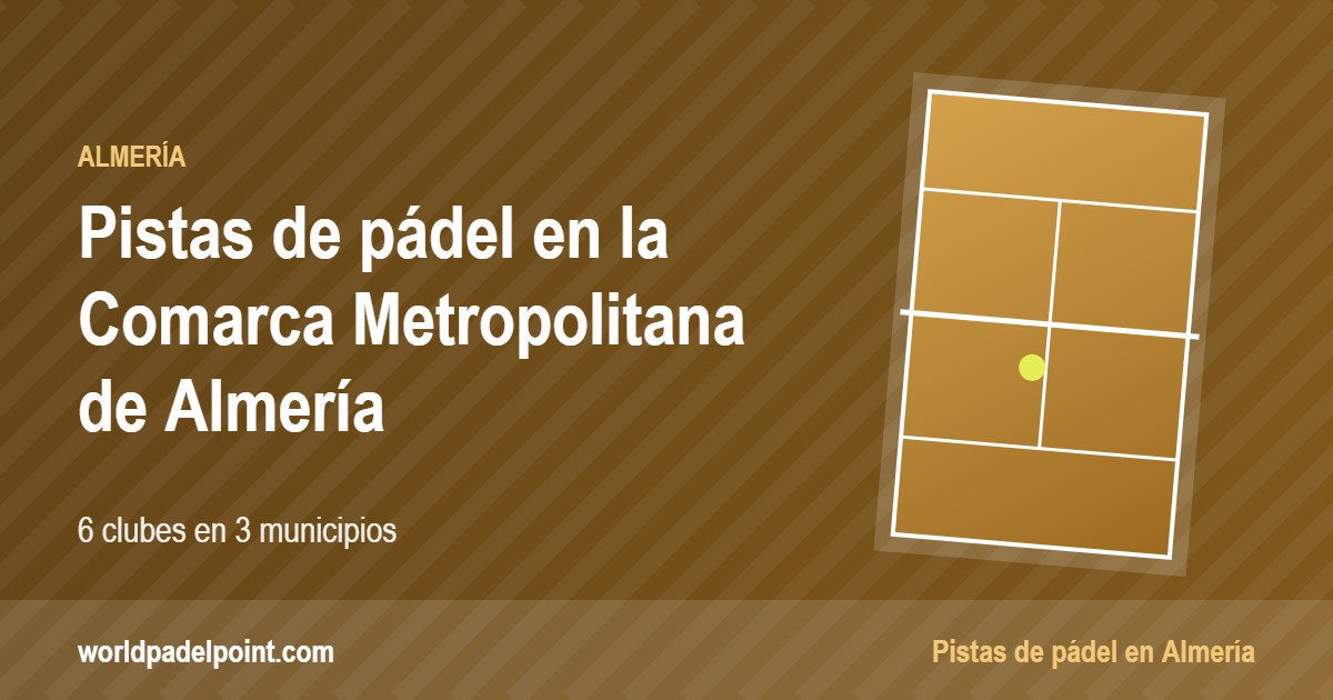 Tarjeta de las pistas de pádel de la Comarca Metropolitana de Almería: 6 clubes en 3 municipios