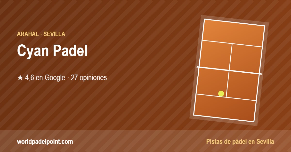 Tarjeta de Cyan Padel, club de pádel en Arahal, Sevilla
