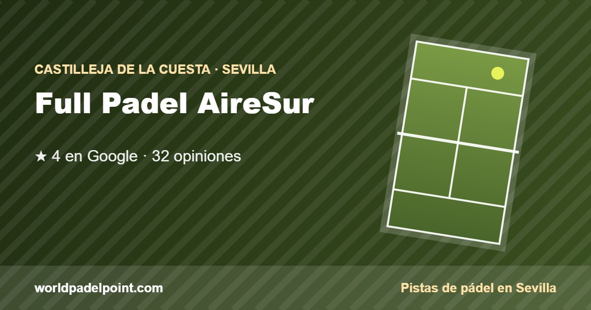 Tarjeta de Full Padel AireSur, club de pádel en Castilleja de la Cuesta, Sevilla