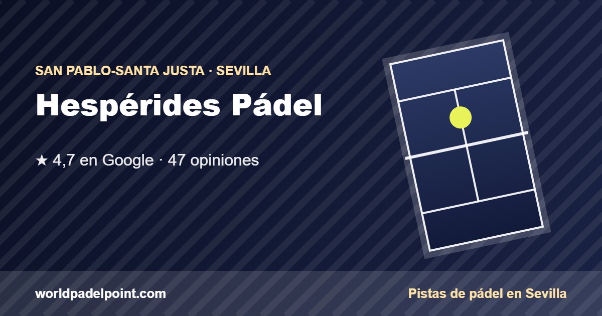 Tarjeta de Hespérides Pádel, club de pádel en San Pablo-Santa Justa, Sevilla