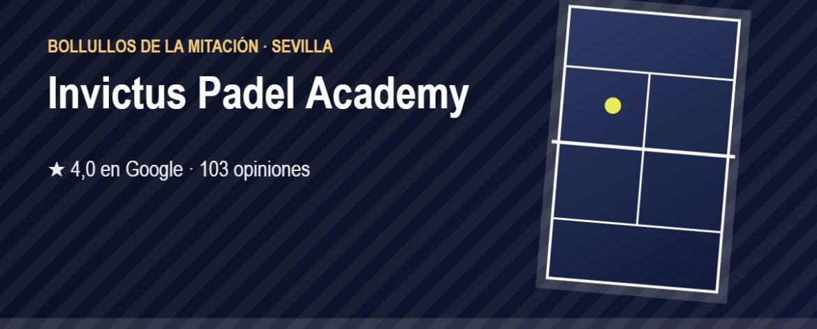 Tarjeta de Invictus Padel Academy, club de pádel en Bollullos de la Mitación, Sevilla