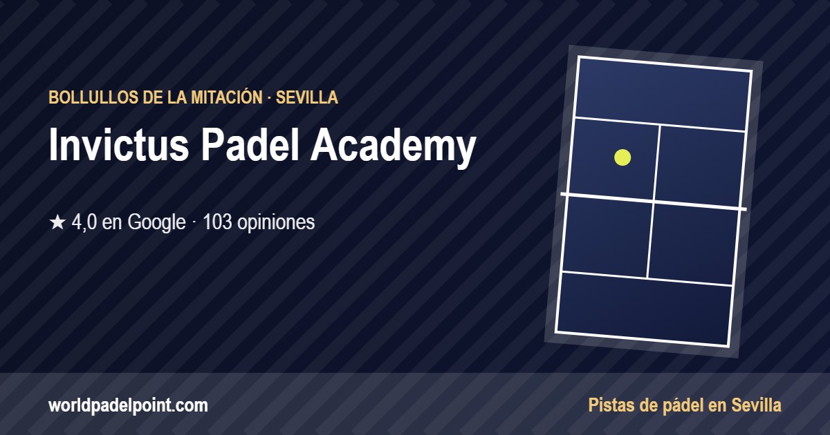 Tarjeta de Invictus Padel Academy, club de pádel en Bollullos de la Mitación, Sevilla