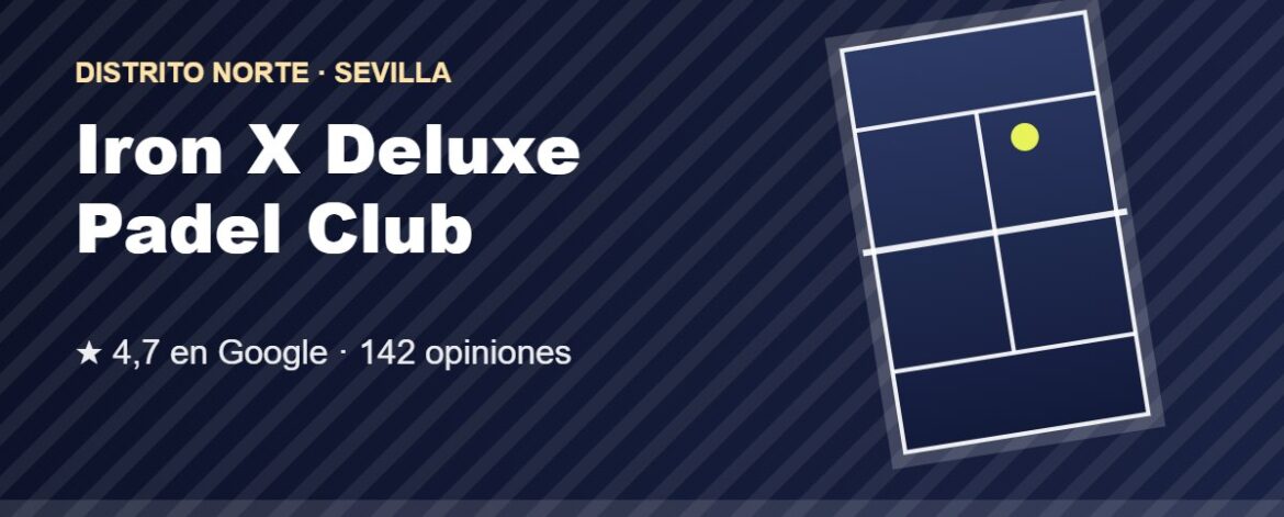 Tarjeta de Iron X Deluxe Padel Club, club de pádel en el distrito Norte, Sevilla
