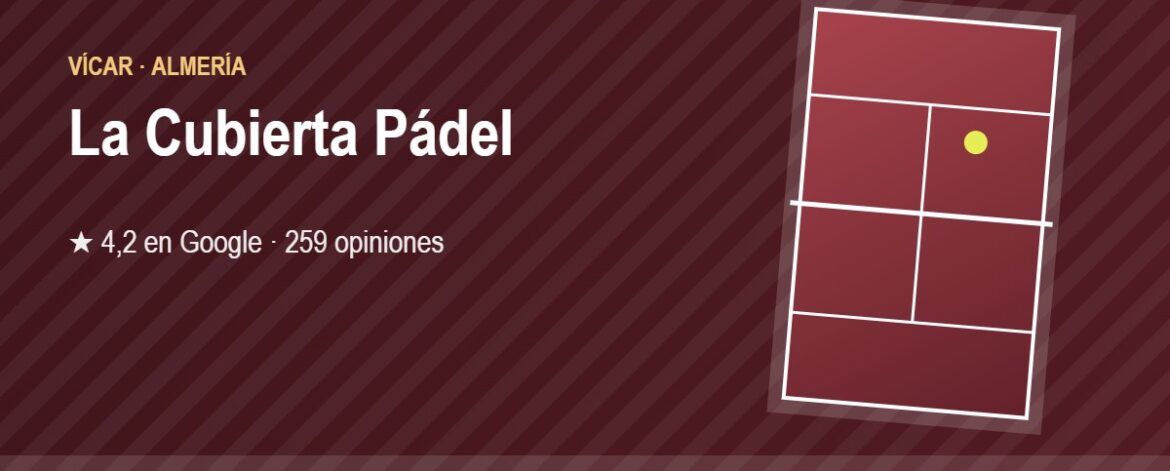 Tarjeta de La Cubierta Pádel, club de pádel en Vícar, Almería