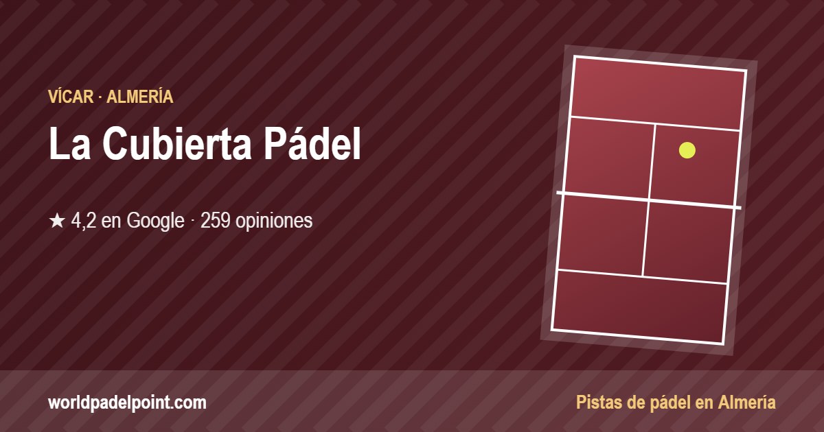 Tarjeta de La Cubierta Pádel, club de pádel en Vícar, Almería
