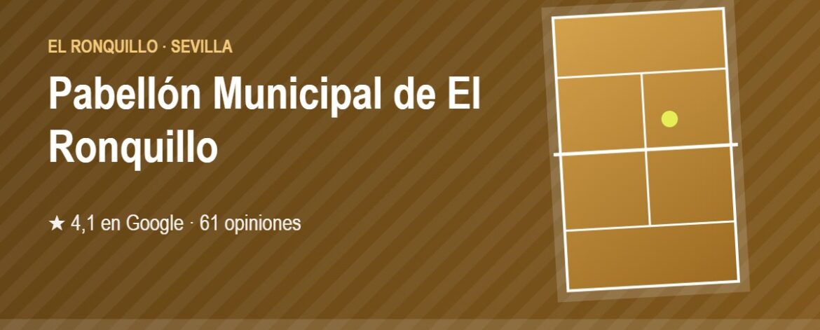 Tarjeta de Pabellón Municipal de El Ronquillo, club de pádel en El Ronquillo, Sevilla