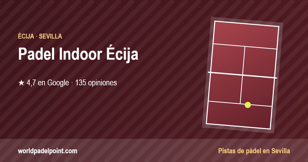 Tarjeta de Padel Indoor Écija, club de pádel en Écija, Sevilla