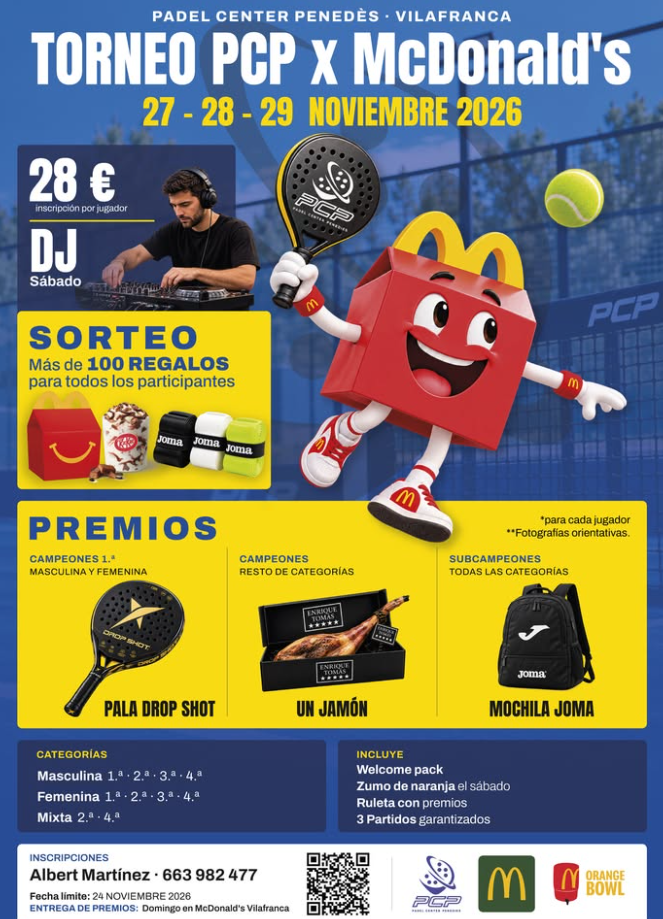Cartel: 🎾🍟 ARRIBA EL TORNEIG PCP x McDONALD’S! 🍟🎾
