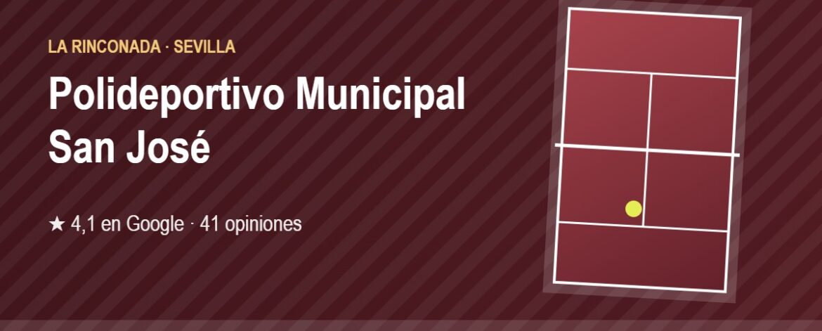 Tarjeta de Polideportivo Municipal San José, club de pádel en La Rinconada, Sevilla