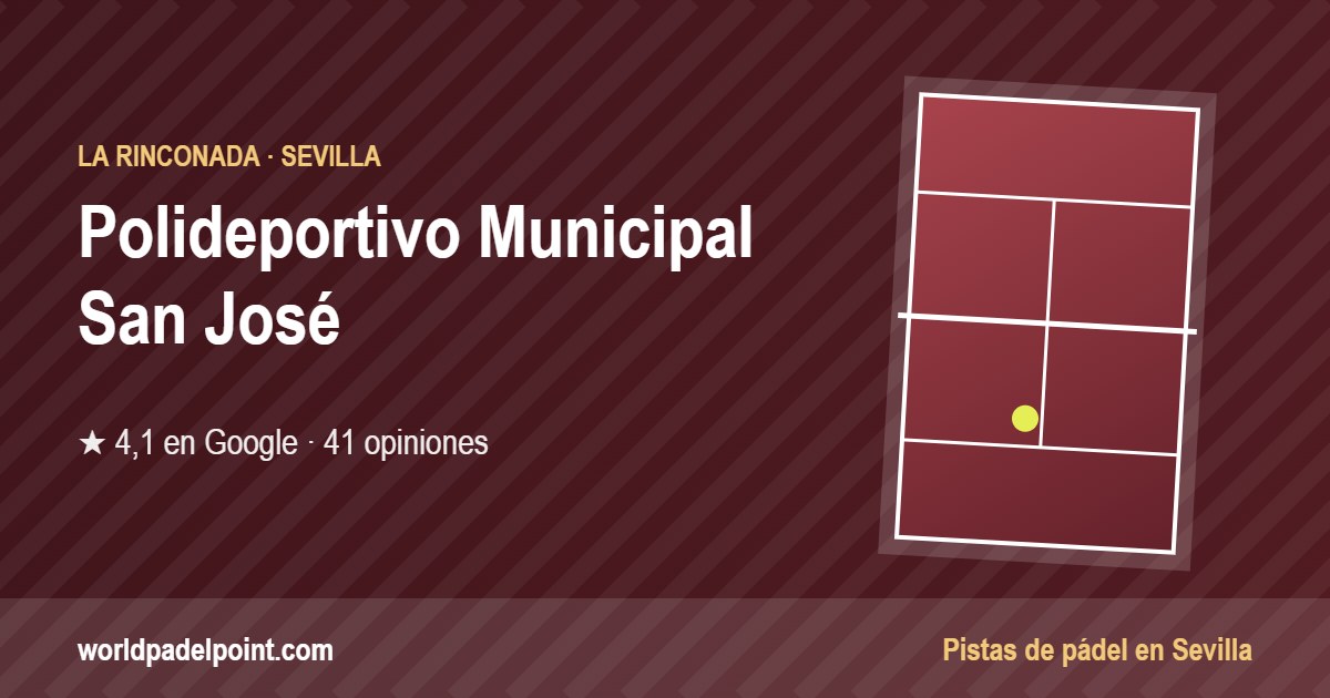 Tarjeta de Polideportivo Municipal San José, club de pádel en La Rinconada, Sevilla